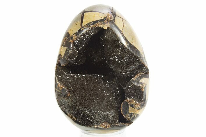 Septarian Dragon Egg Geode - Black Crystals #304615